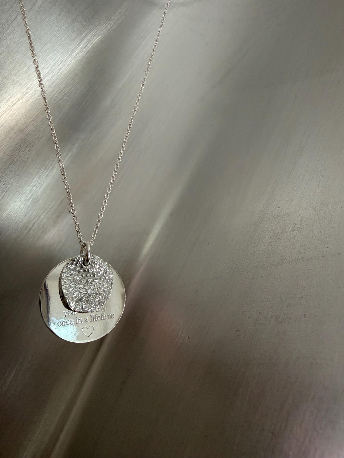 Lasting imprints- STERLING SILVER Dog Nose - Cat nose - paw print- Fingerprint necklace with engraved message