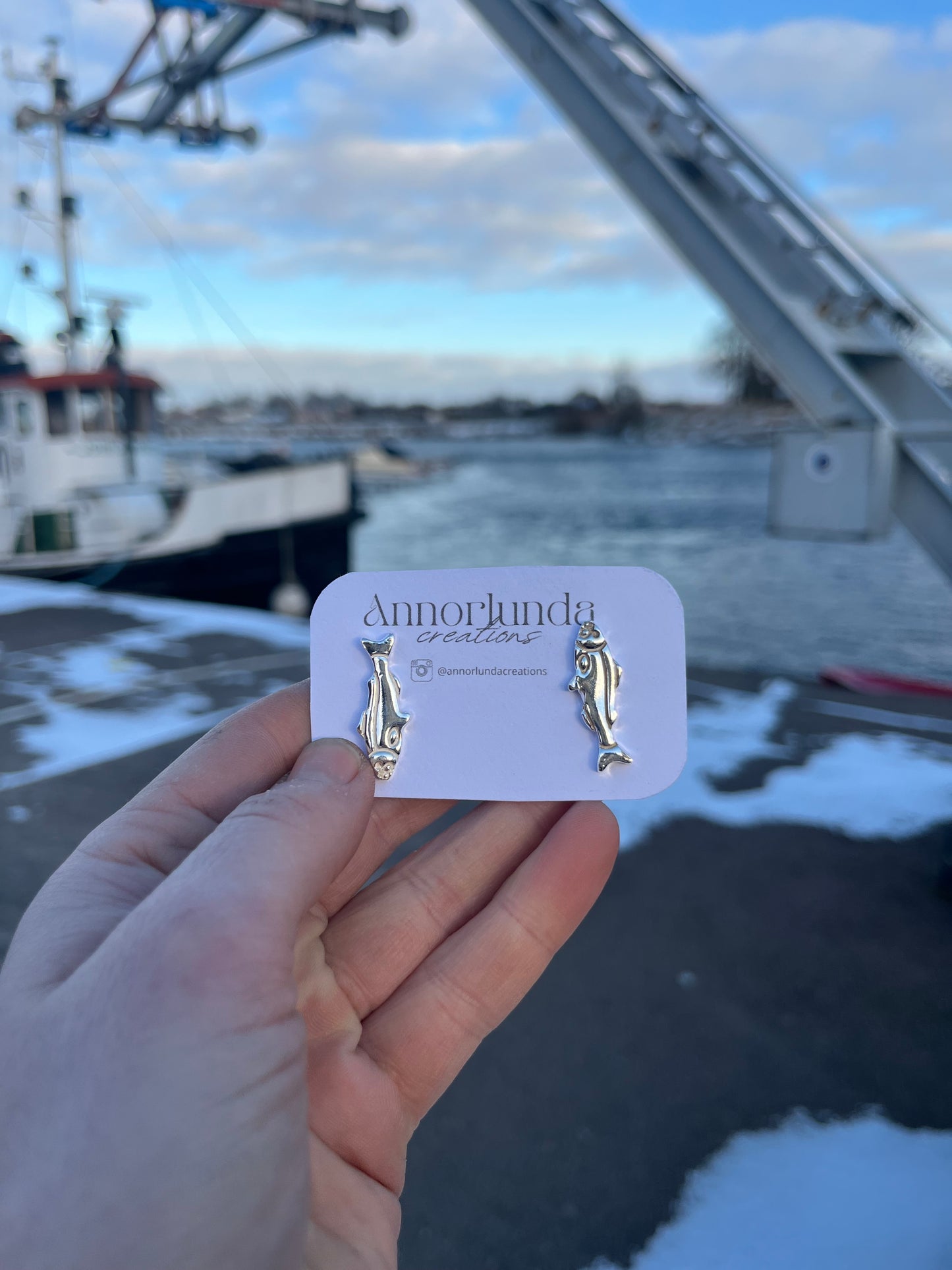 Sardine earrings in Sterling silver