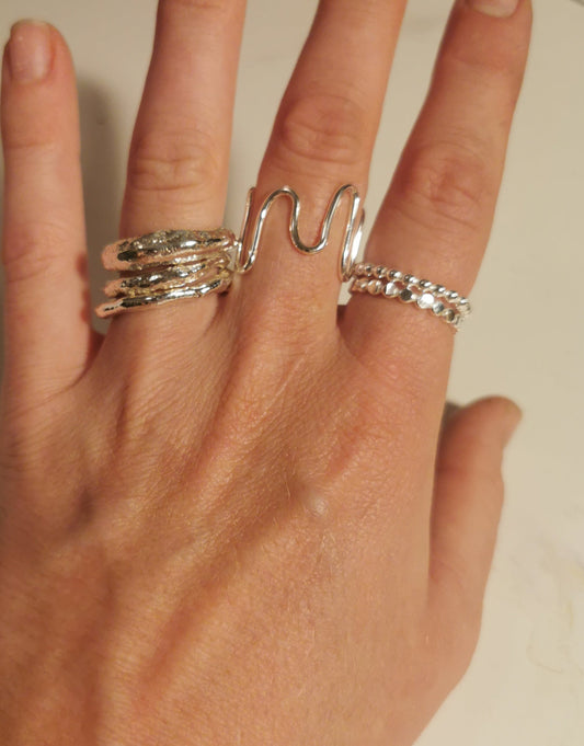 Squiggle ring in 925 Sterling Silver